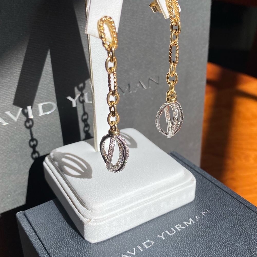 DAVID YURMAN Rare 18K Diamond Lantana Figaro Chain Earrings 💎💎💎